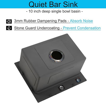 20 x 17 Inch Black Drop in Kitchen Bar Sink Workstation 16 Gauge Stainless Steel Small RV Kitchen Sink Outdoor Top Mount Single Bowl