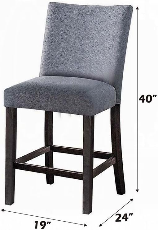 Counter Height Dining Chair with Wooden Footrest and Padded Fabric Seat for Kitchen Island Use