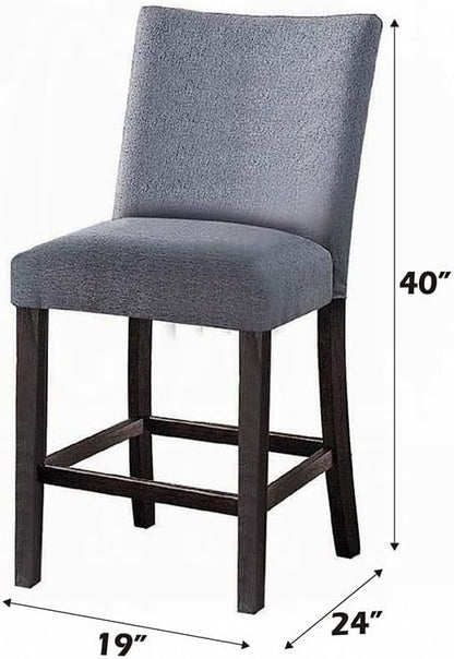 Counter Height Dining Chair with Wooden Footrest and Padded Fabric Seat for Kitchen Island Use