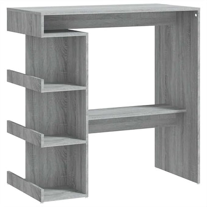 Wall Mounted Bar Table with 3 Storage Racks, Modern Engineered Wood High Pub Table for Small Kitchen Apartment, Grey Sonoma, 39.4 x 19.7 x 40.0 Inches