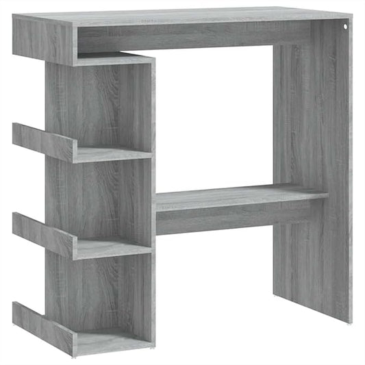 Wall-Mounted Bar Table with Storage Racks, Grey Sonoma Finish Engineered Wood, 39.4 x 19.7 Inches, 3 Storage Racks, Built-in Footrest, Modern Minimalist Design for Dining