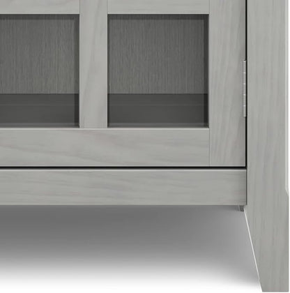 SIMPLIHOME Acadian Storage Cabinet - 36 inch Wide Solid Wood Entryway Storage Cabinet in Fog Grey, Transitional Cabinet for Hallway or Living Room with 2 Drawers and Adjustable Shelves
