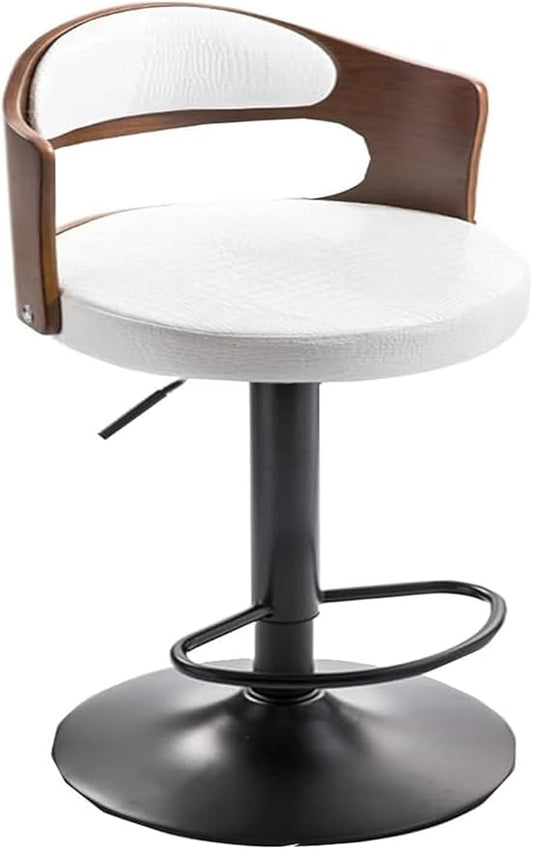 Adjustable s with Back, Upholstered Stools with Footrest and Armrests for Kitchen Island and Counter Height Dining,/White a