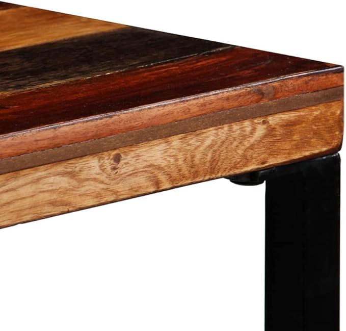 Industrial Style Solid Reclaimed Wood Bar Table 27.6"x27.6"x41.7" with Steel Legs for Kitchen Dining Room Cafe