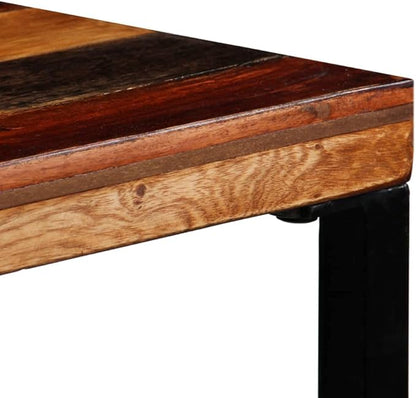 Industrial Style Solid Reclaimed Wood Bar Table 27.6"x27.6"x41.7" with Steel Legs for Kitchen Dining Room Cafe