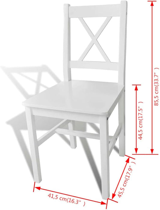 White Pinewood Dining Chairs Set of 2 Modern Farmhouse Kitchen Chairs with Ergonomic Design Solid Wood Furniture for Dining Room Kitchen