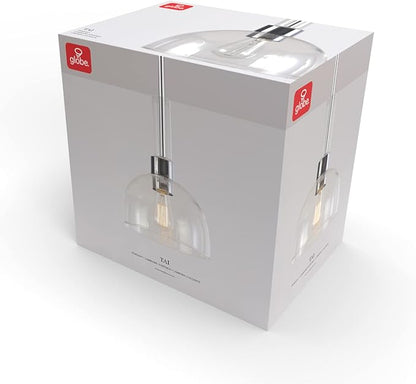 Globe Electric 60896 Tai 1-Light Pendant, Chrome, Clear Glass Shade, Bulb Not Included (Pack of 2)