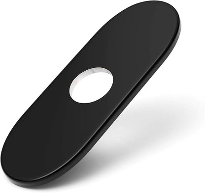 6 Inch Matte Black Sink Hole Cover, Greenspring 4" Hole Cover Deck Plate, Round Bathroom Faucet Deck Plate, Faucet Escutcheon for Bathroom or Kitchen Vanity Sink Faucet Stainless Steel