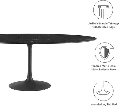 Modway Lippa Oval Artificial Marble 78" Dining Table