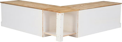 Linon Harris Natural and White Two Tone Backless Corner Breakfast Nook - Nook Only, Table is NOT Included