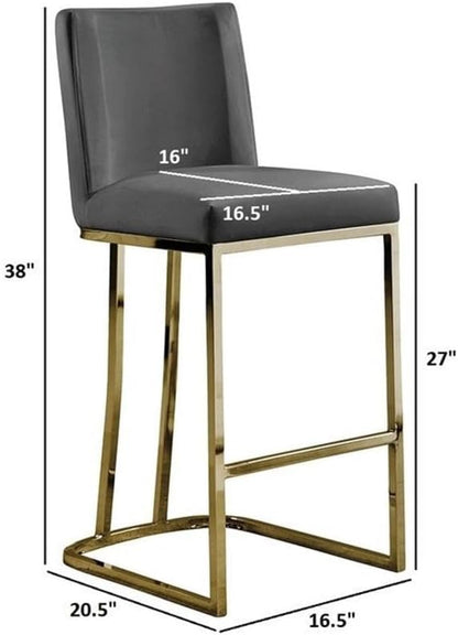 Modern Chairs Set of 2, Chrome Side Chairs & Counter Stools with Ring Pull Back, Luxury Upholstered Chairs for Kitchen Island, Dining Room & Home Bar (Velvet, Cream/Gold, Counter Height Chair)