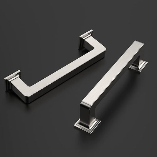 Amerdeco 10 Pack Brushed Satin Nickel Cabinet Pulls 3-3/4 Inch(96MM) Hole Centers Kitchen Cabinet Handles Cabinet Hardware Kitchen Handles for Cabinets Cupboard Handles Drawer Pulls ZH0019