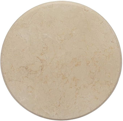 Cream Marble Table Top 19.7" Round Polished Natural Stone Surface, Easy Clean Heat Resistant Coffee or Dining Slab for Kitchen, Living Room and Patio