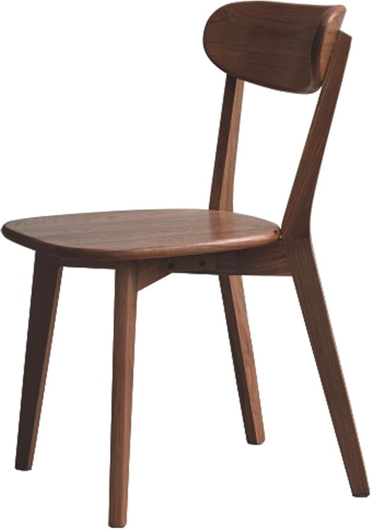 Walnut Dining Chair Single – Solid Oak Wood Frame, Mid-Century Modern Style with Curved Wood Back, 400 lb Capacity – for Kitchen, Dining Room, or as Replacement Chair