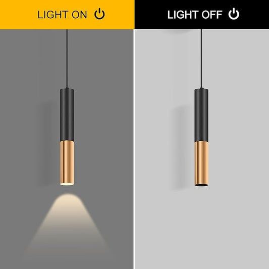Modern Black Pendant Light Fixture for Kitchen Island, 1-Light Pendant Lighting, Lights Cord Adjustable, Matching GU10 lamp Holder,for Living Room Bedroom Dining Room (Black&Gold-3Pack)