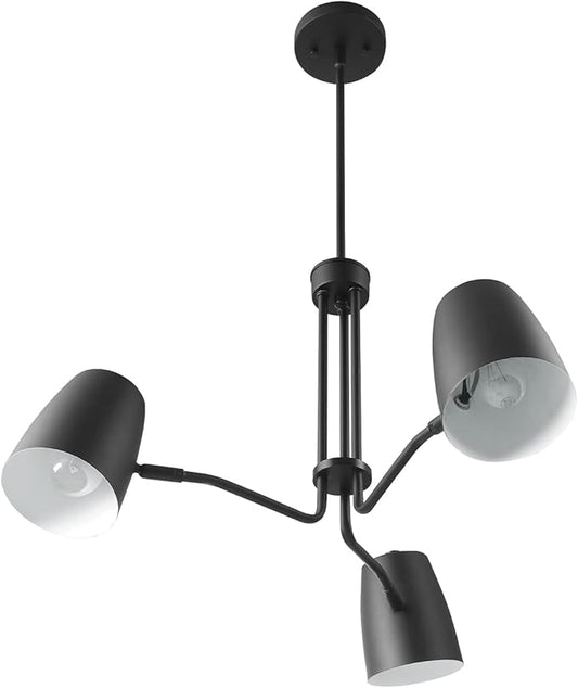Globe Electric Logan 3-Light Chandelier, Matte Black