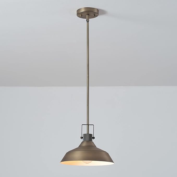 GLOBE Electric 65475 1-Light Pendant Light Fixture, Matte Brass, Textured Socket, Dining Room Fixture, Kitchen Island Lighting, Living Room Pendant Light, Hanging Lights for Bedroom