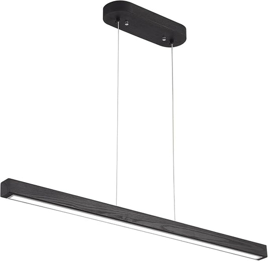 YISDESIGN 71" Black Linear Pendant Light Wooden Led Linear Pendant Light Fixtures Ceiling Hanging Dimmable Pendant Lights for Dining Room Kitchen Island Pool Table Lights Black Wood Finish