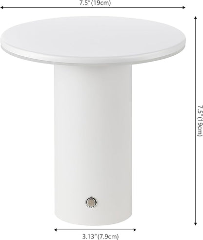 JONATHAN Y 7.5" White Modern Rechargeable Cordless LED Table Lamp Set of 2, Dimmable Touch Sensor Nightstand Mini Lamp for Dining Living Room, Frosted Diffuser JYL7158A-SET2