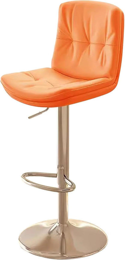 Counter Height s with Back, Faux Leather Adjustable Chairs for Kitchen Island,Orange-Silver Leg
