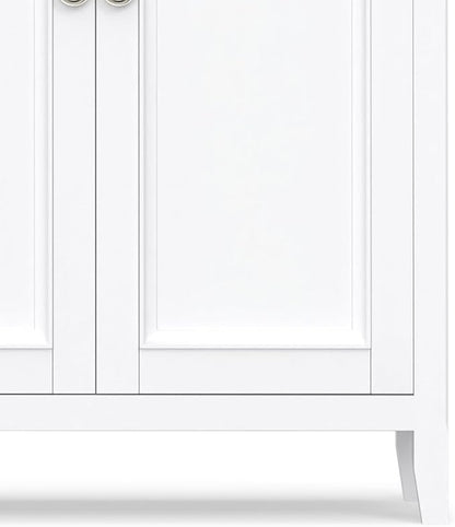 SIMPLIHOME Amherst Storage Cabinet - 66 inch Wide Solid Wood 4-Shelf Sideboard Cabinet in White, Transitional Buffet for Living Room or Dining Room with 4 Doors and Adjustable Shelves