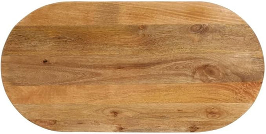 Solid Mango Wood Table Top Oval 35.4 x 15.7 Inches Rustic Dining Surface Natural Wood Grain Durable Easy Maintenance Versatile Design