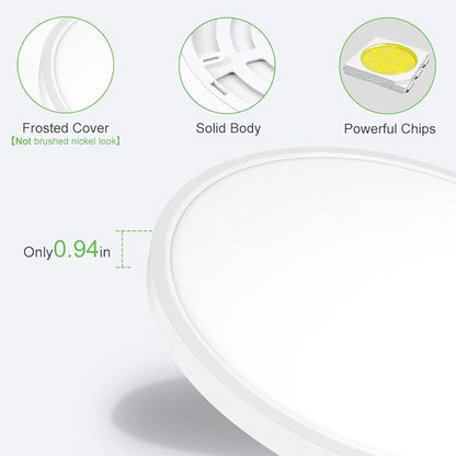 LightingWill 24 Inch LED Flush Mount Ceiling Light Fixture, 2800K Warm White, 5600LM, 45W, Flat Modern Round Lighting Fixture, 400W Equivalent White Ceiling Lamp for Kitchens, Bedrooms.etc.