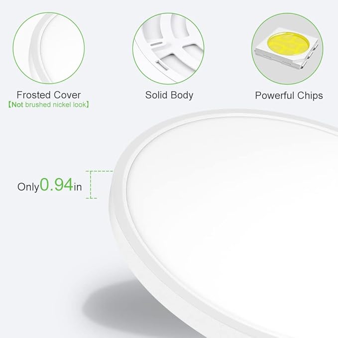 LightingWill 24 Inch LED Flush Mount Ceiling Light Fixture, 4000K Nurture White, 5600LM, 45W, Flat Modern Round Lighting Fixture, 400W Equivalent White Ceiling Lamp for Kitchens, Bedrooms.etc.