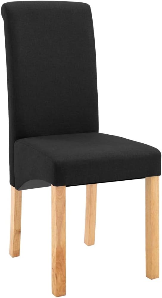 Modern Dining Chairs Set of 4 Black Fabric and Wooden Frame Kitchen & Living Room Furniture with Ergonomic Design, Comfortable Seat Height 18.5" for Farmhouse Dining Room