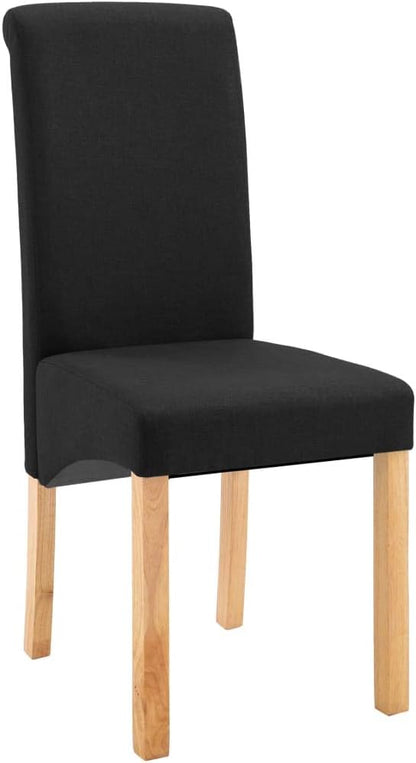Modern Dining Chairs Set of 4 Black Fabric and Wooden Frame Kitchen & Living Room Furniture with Ergonomic Design, Comfortable Seat Height 18.5" for Farmhouse Dining Room