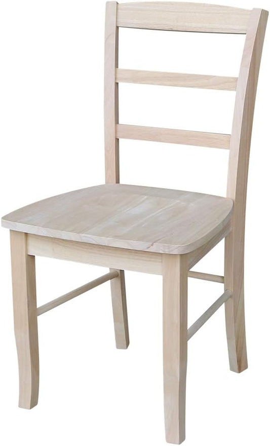 International Concepts Madrid Dining Chairs, Solid Parawood, Unfinished (Set of 2)