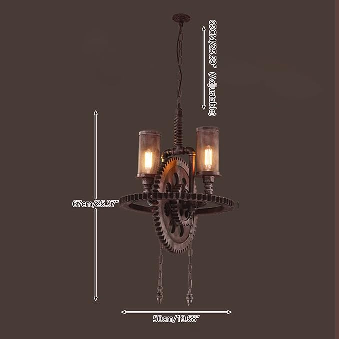 YIYIBYUS Vintage Hanging Ceiling Lamp Chandelier Industrial Pendant Light Fixture Steampunk Gear Ceiling Light for Kitchen Dining Room Living Room