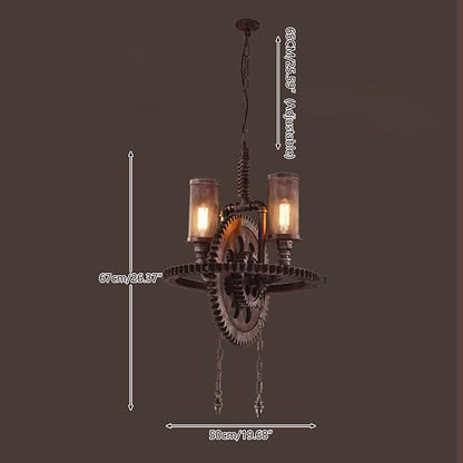 YIYIBYUS Vintage Hanging Ceiling Lamp Chandelier Industrial Pendant Light Fixture Steampunk Gear Ceiling Light for Kitchen Dining Room Living Room