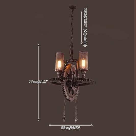 YIYIBYUS Vintage Hanging Ceiling Lamp Chandelier Industrial Pendant Light Fixture Steampunk Gear Ceiling Light for Kitchen Dining Room Living Room