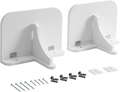 WELLAND 11.8" x 8.25" White Wall Mounted Desk Small Floating Shelves Set of 2 Folding Wall Shelves Drop-Leaf Table Fold Down Desk for RV, Camper, Loft Beds
