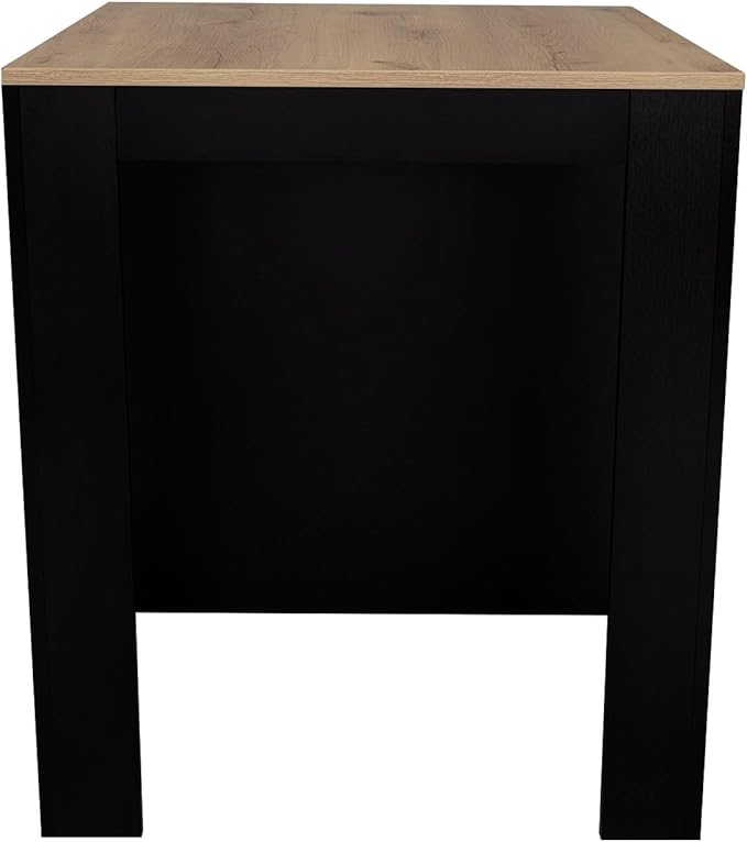 Kitchen Counter Dining Table with 2 Legs and 3 Open Side Shelves Modern Elegant Auxiliary Dining Table for Storage Practical(Black)