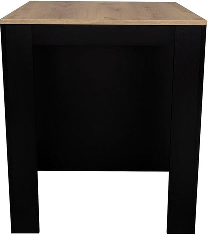 Kitchen Counter Dining Table with 2 Legs and 3 Open Side Shelves Modern Elegant Auxiliary Dining Table for Storage Practical(Black)