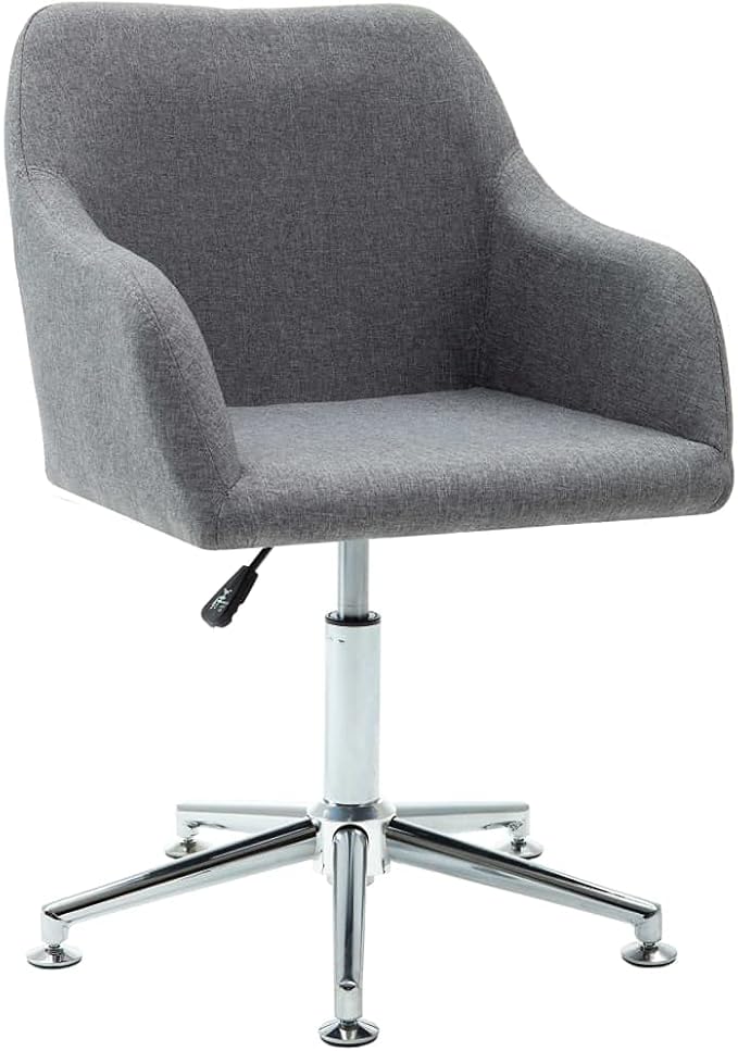 Modern Swivel Dining Chair Light Gray Fabric Upholstered Accent Chair with Adjustable Height 360 Rotation for Kitchen Living Room Bedroom Office