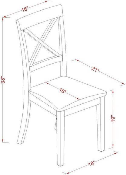 East West Furniture BOC-CAP-W Boston Dining Room Chairs - Cross Back Solid Wood Seat Chairs, Set of 2, Cappuccino