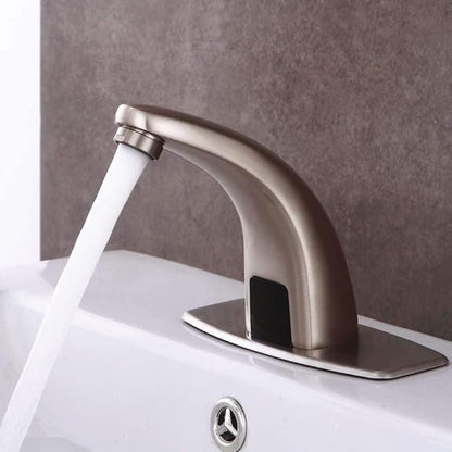 Automatic Sensor Touchless Bathroom Faucet Brushed Nickel,Motion Activated Hands-Free Lavatory Vanity Touch-Free Solid Brass Auto Sensor Sink Faucet