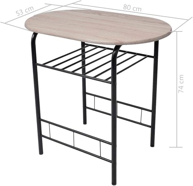 Modern Breakfast Bar Table Set with 2 Stools, Space Saving Kitchen Dining Table Set with Iron Frame & MDF Top, Black Bistro Set for Small Spaces, Apartments, Cafes