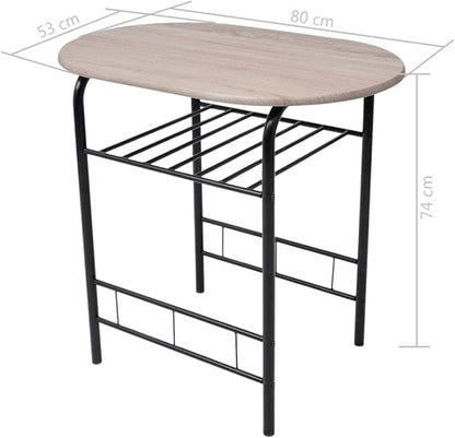 Modern Breakfast Bar Table Set with 2 Stools, Space Saving Kitchen Dining Table Set with Iron Frame & MDF Top, Black Bistro Set for Small Spaces, Apartments, Cafes