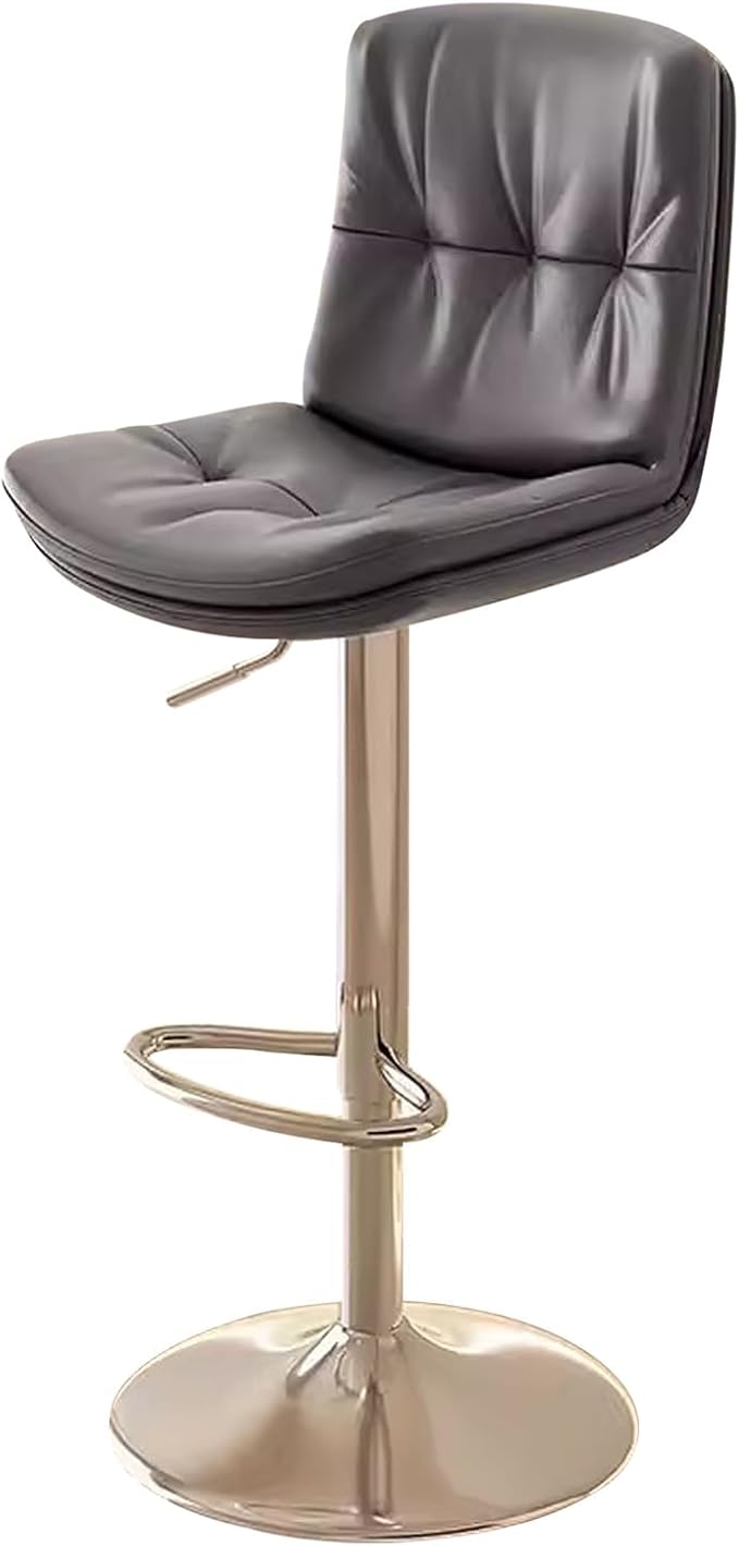 Counter Height s with Back, Faux Leather Adjustable Chairs for Kitchen Island,Dark Gray-Silver Leg