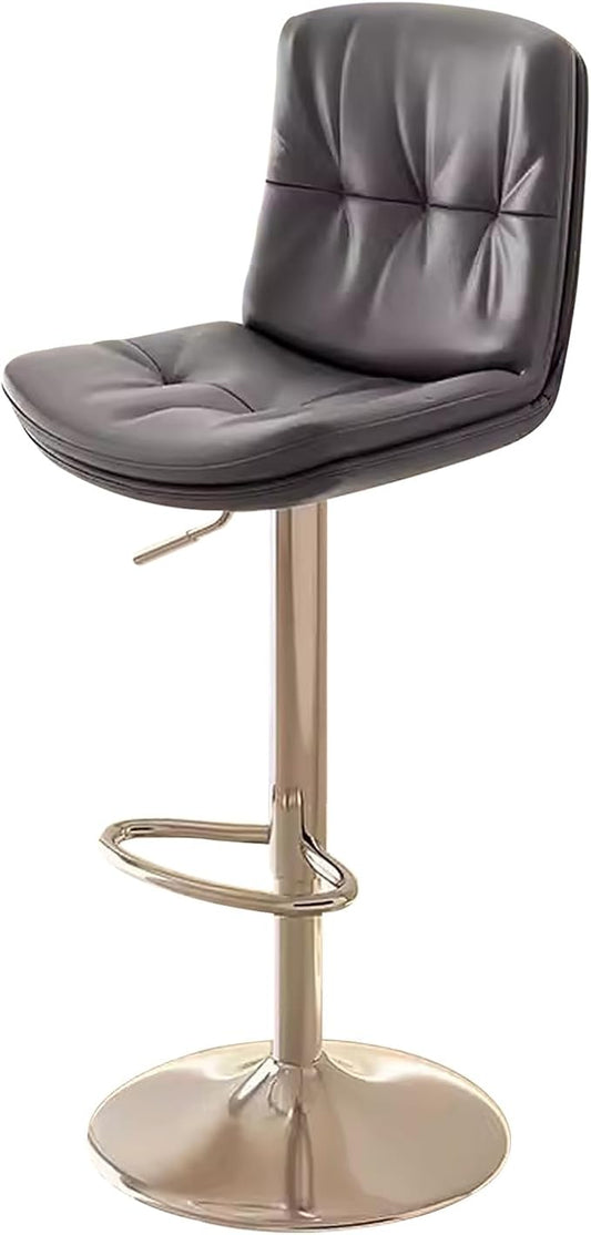 Counter Height s with Back, Faux Leather Adjustable Chairs for Kitchen Island,Dark Gray-Silver Leg