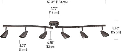 Globe Electric 59376 Grayson 6-Light Adjustable S-Shape Track Lighting, Bronze Color, Oil Rubbed Finish