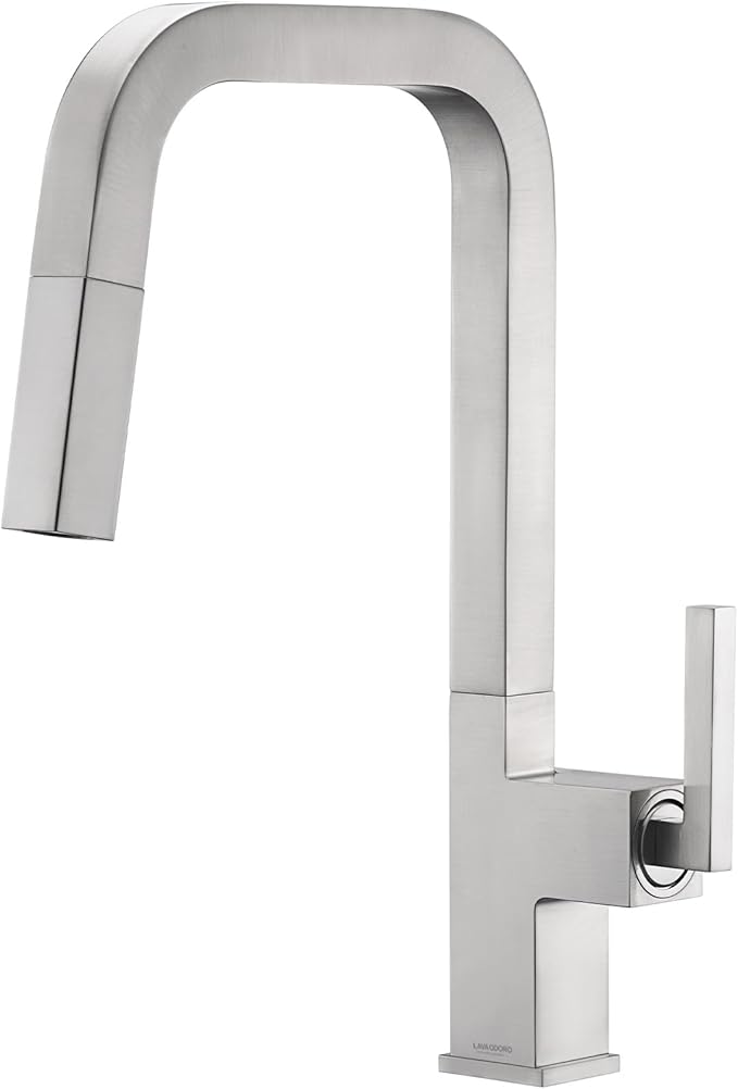 Brushed Nickel Kitchen Faucet with Pull Down Sprayer, Lava Odoro Single Handle Kitchen Sink Faucet, Faucet for Kitchen Sink with Magnetic Docking Spray Head and Deck Plate, KF182-BN