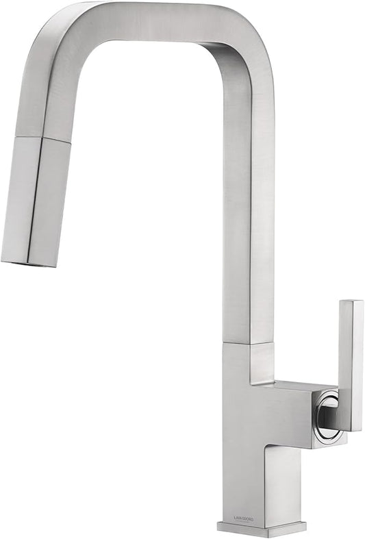 Brushed Nickel Kitchen Faucet with Pull Down Sprayer, Lava Odoro Single Handle Kitchen Sink Faucet, Faucet for Kitchen Sink with Magnetic Docking Spray Head and Deck Plate, KF182-BN