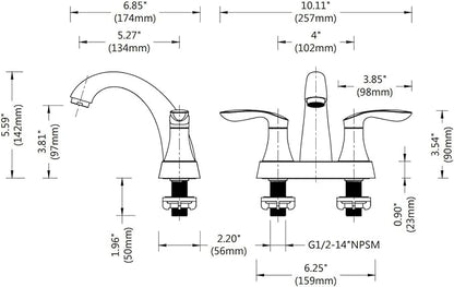 Bathroom Faucet, 4 Inch Bathrooms Faucets for Sink 3 Hole, Centerset Bathroom Sink Faucet with Pop Up Drain and cUPC Lead-Free Hose(ORB)