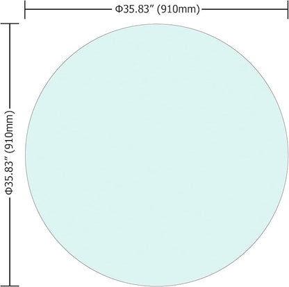 36" Round Glass Table Top - 1/4" Thick Round Polished Edge Tempered Glass, Replacement Glass Top for Kitchen/Patio Table