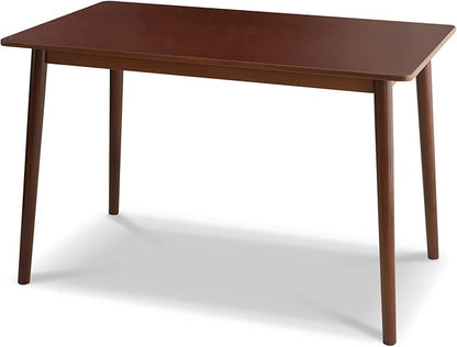 BAKEVE Bamboo Dining Table for 4-6 Person- 47.2'' Solid Wood Kitchen Table, Farmhouse Rectangular Dining Room Table, Mid Century Modern Desk for Living Room, Office, Kitchen and Study (Walnut)